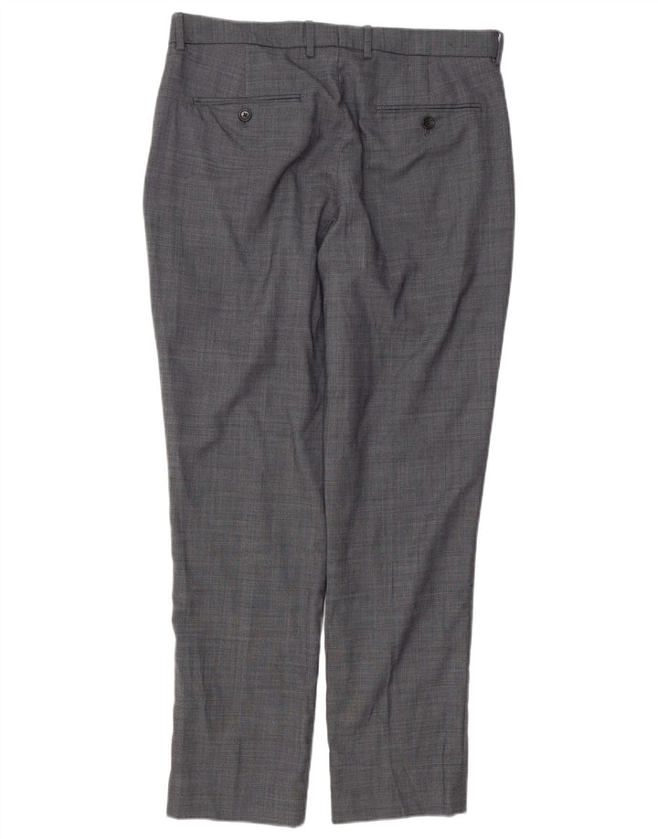 J. CREW Herren BOWERY Slim Chinohose W33 L30 Graue Nadelstreifenwolle