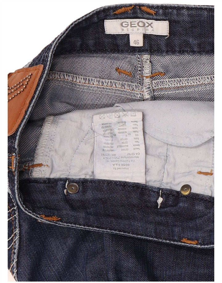 Geox Damen Respira Straight Jeans IT 46 Large W32 L32 Marineblaue Baumwolle