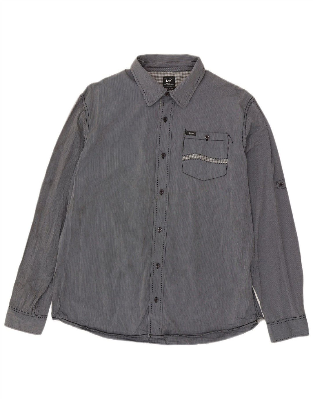 Lee Herren-Hemd mit normaler Passform, XL, blaue Nadelstreifen-Baumwolle