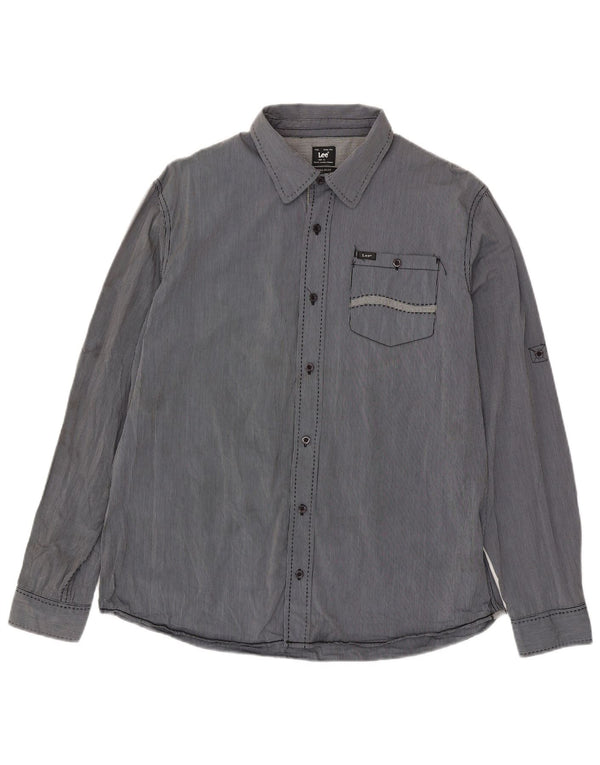 Lee Herren-Hemd mit normaler Passform, XL, blaue Nadelstreifen-Baumwolle