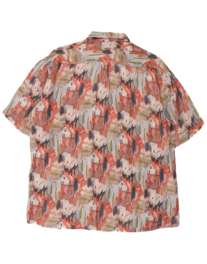 Vintage Herren-Kurzarmshirt mit abstraktem Muster, groß, mehrfarbig