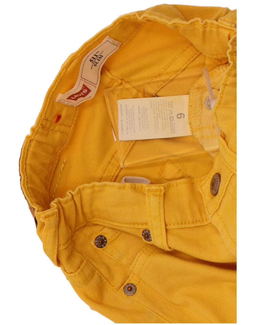 Levi's Jungen 511 Slim Jeans, 5–6 Jahre, W22 L21, gelbe Baumwolle