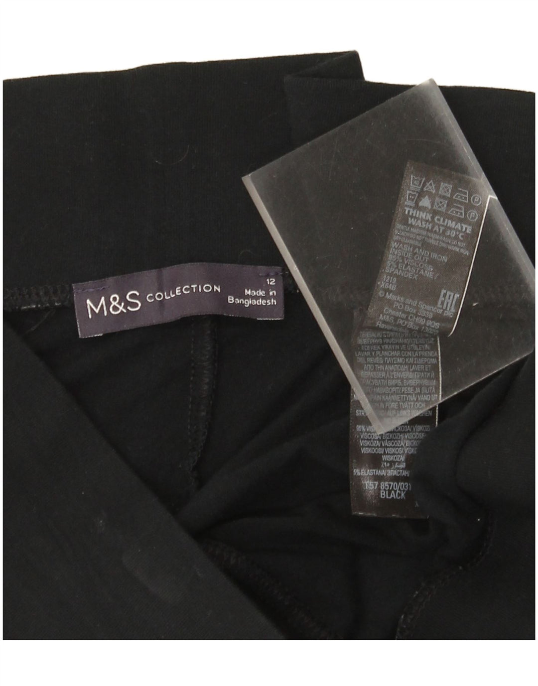 Marks & Spencer Damen Capri-Leggings UK 12 Mittelschwarze Viskose