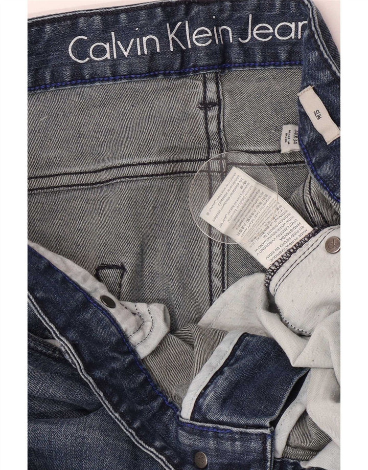 Calvin Klein Herren Slim Jeans W34 L34 Blaue Baumwolle