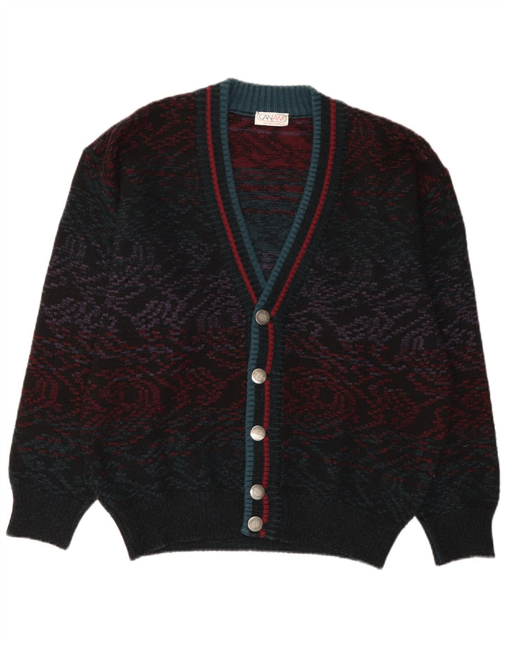 Vintage Herren Cardigan Pullover IT 50 Medium Mehrfarbig Geometrisch
