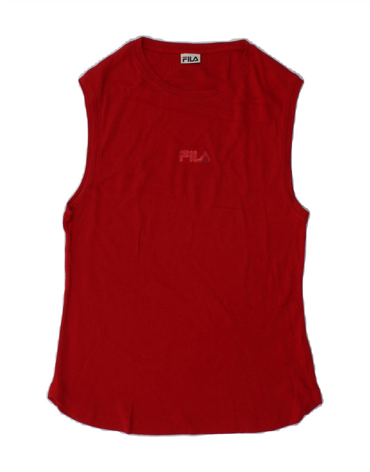 FILA Womens Vest Top UK 12 Medium Red Cotton Vintage Fila and Second-Hand Fila from Messina Hembry 