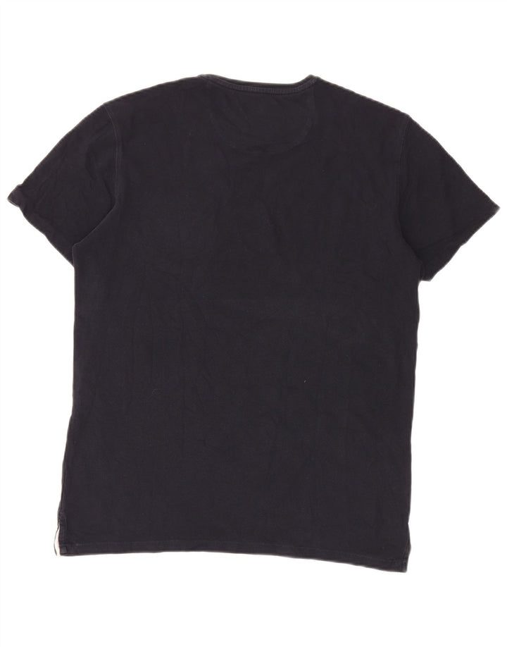 Massimo Dutti Herren-T-Shirt mit legerer Passform, Größe L, Marineblau