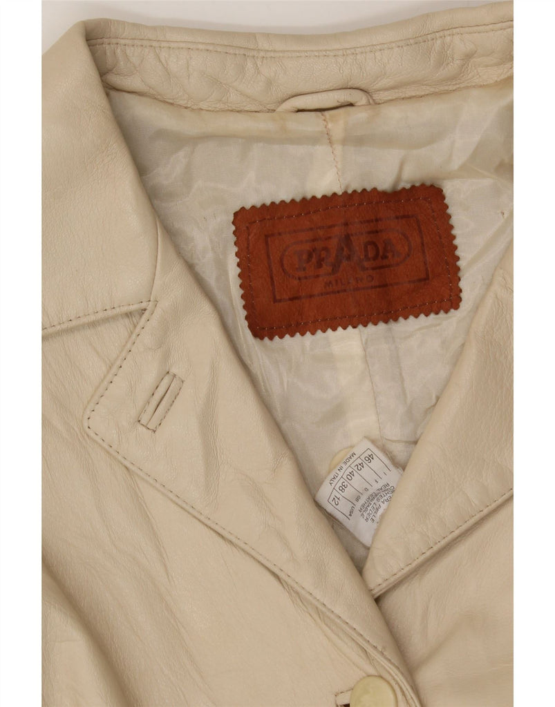 PRADA Womens Leather Jacket IT 46 Large Beige Leather Vintage Prada and Second-Hand Prada from Messina Hembry 