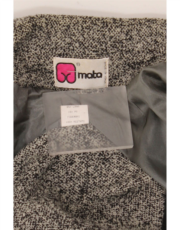 Vintage Damen 2-Knopf-Blazer-Jacke IT 48 XL Grau gefleckte Wolle