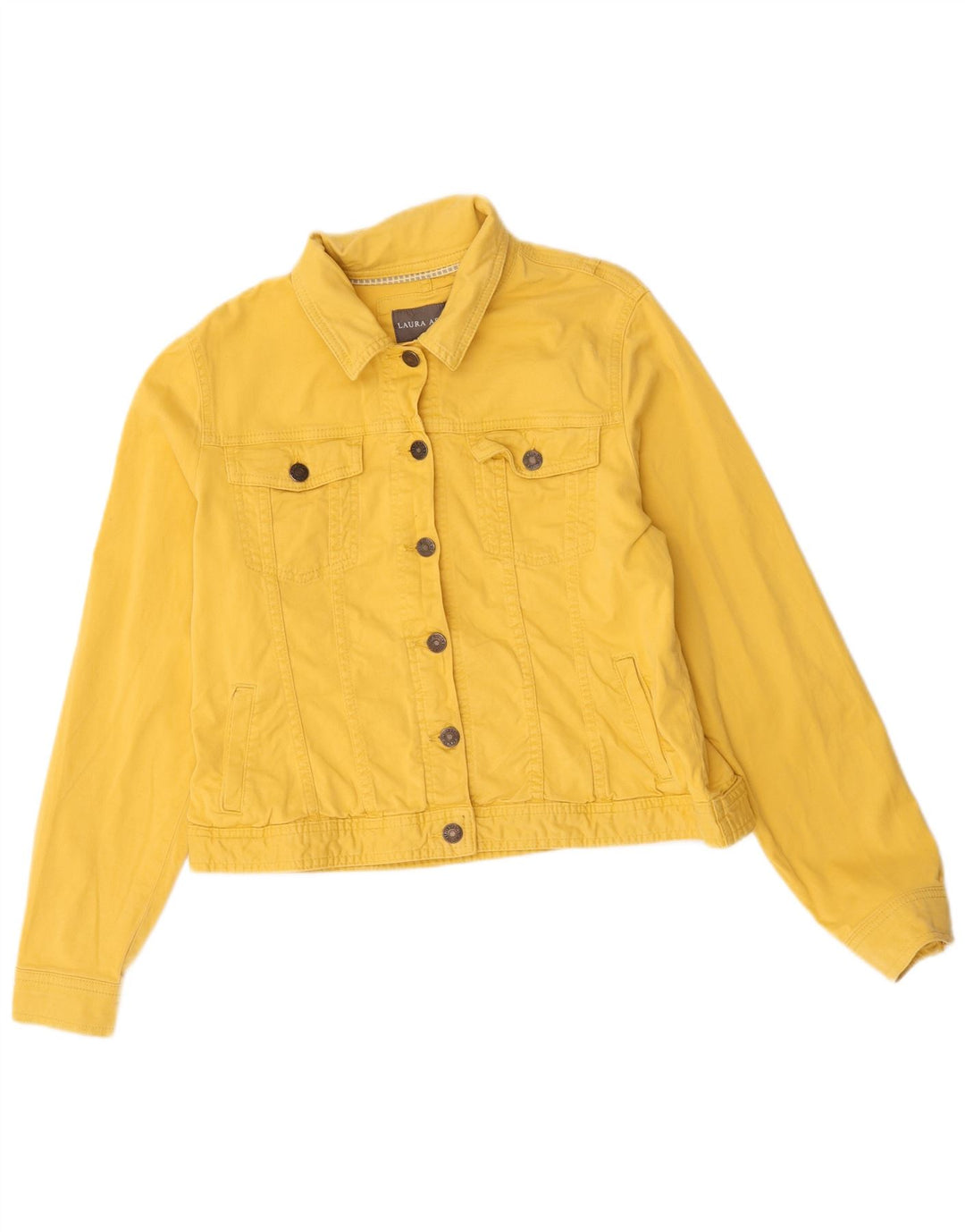 Laura Ashley Damen Crop Übergroße Jeansjacke UK 14 Große gelbe Baumwolle
