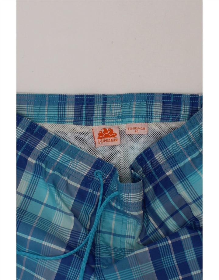 SUNDEK Boys Swimming Shorts 9-10 Years  Blue Check Polyester Vintage Sundek and Second-Hand Sundek from Messina Hembry 