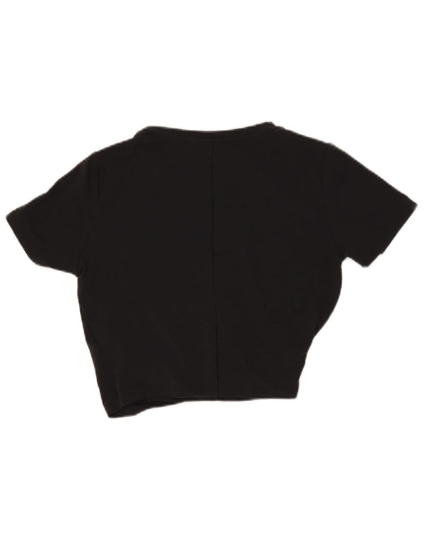Nike Damen Dri Fit Crop T-Shirt Top UK 10 Small Schwarz Polyester
