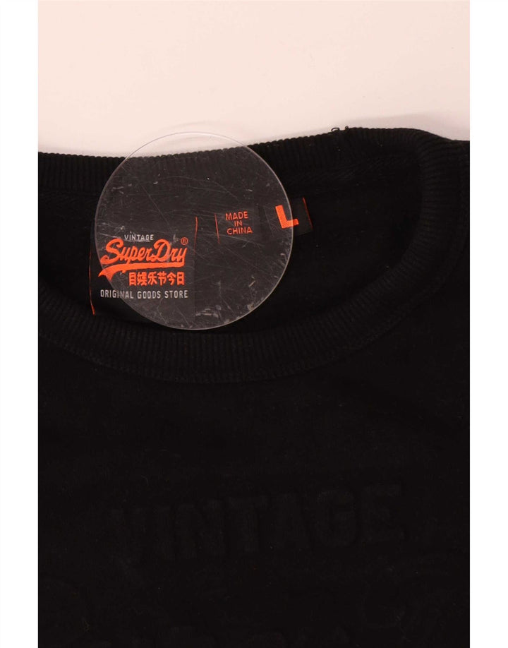 Superdry Herren-Sweatshirt-Pullover, große schwarze Baumwolle