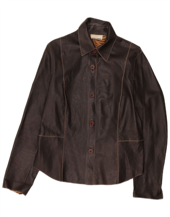 Gerry Weber Damen Lederjacke UK 14 Large Schwarz