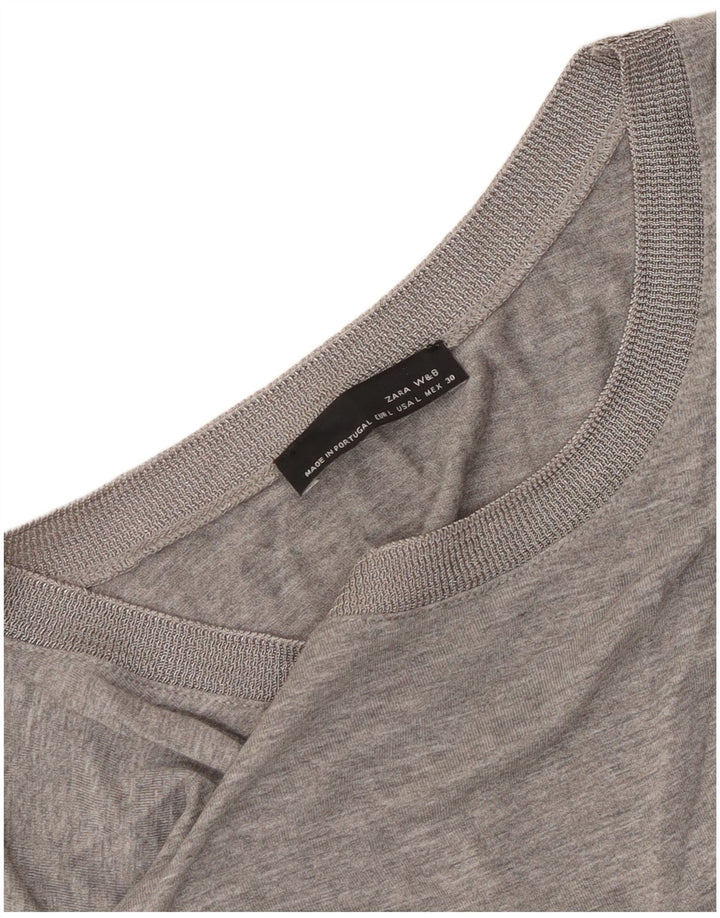 Zara Damen Top Langarm UK 16 Large Grau meliert