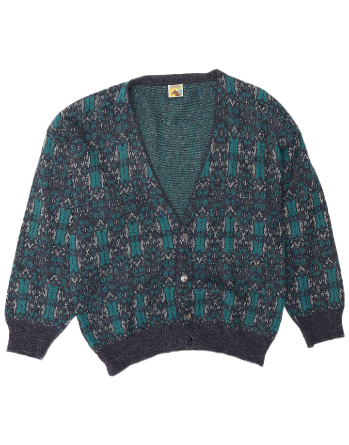 Derby Herren-Strickjacke, groß, blau, geometrisch