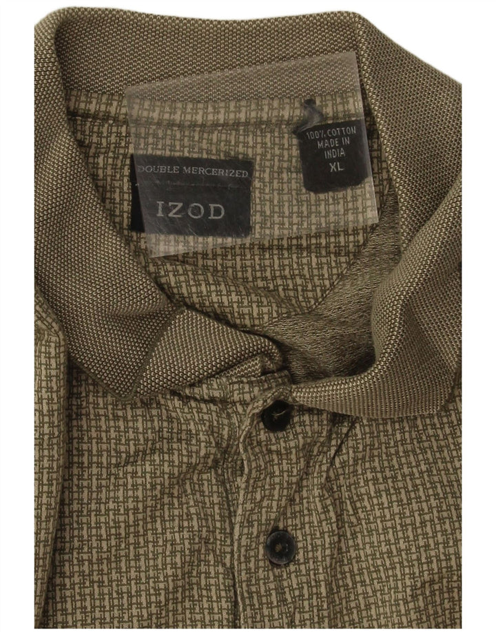 Izod Herren Poloshirt XL Khaki Geometrisch Baumwolle
