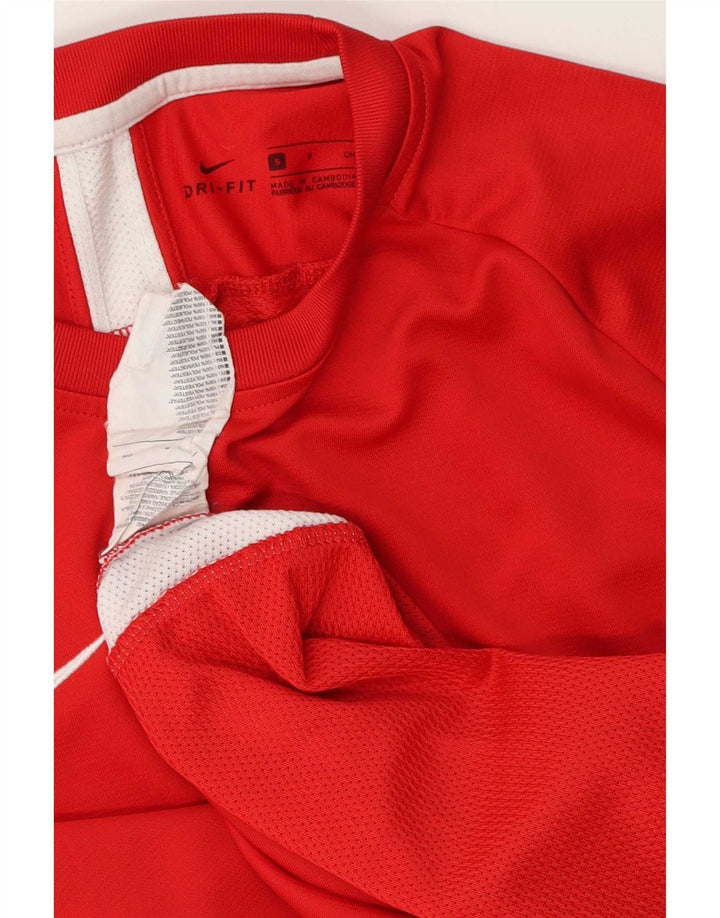 Nike Herren Dri Fit T-Shirt Top Small Rot Colourblock Polyester