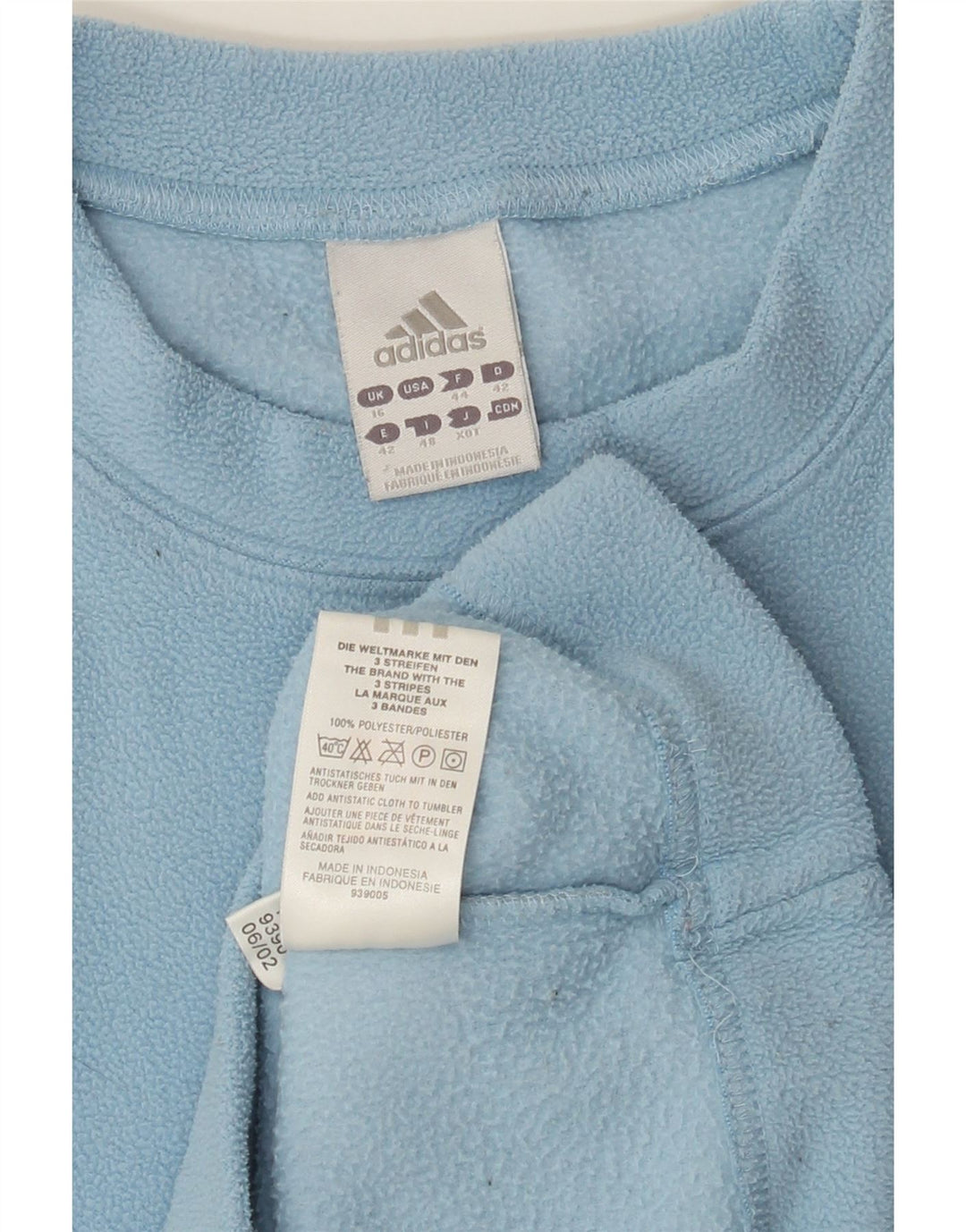 ADIDAS Womens Fleece Jumper UK 16 Large Blue Polyester Vintage Adidas and Second-Hand Adidas from Messina Hembry 