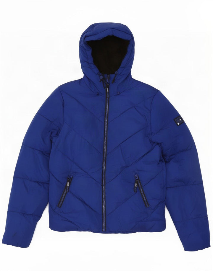 Superdry Herren-Kapuzenjacke, wattiert, UK 38, Mittelblau, Polyester