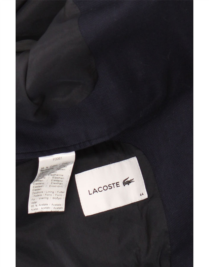 Lacoste Damen-Blazerjacke mit 1 Knopf, Größe 44, große marineblaue Baumwolle
