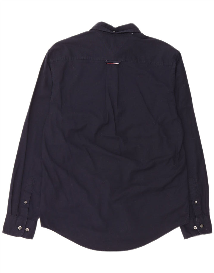 Tommy Hilfiger Herrenhemd aus mittelblauer Baumwolle in Marineblau