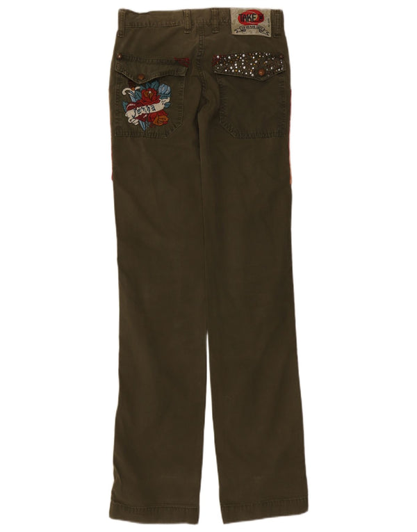 Take Two Gerade Freizeithose für Damen, W27, L34, Khaki, Blumenmuster, Baumwolle