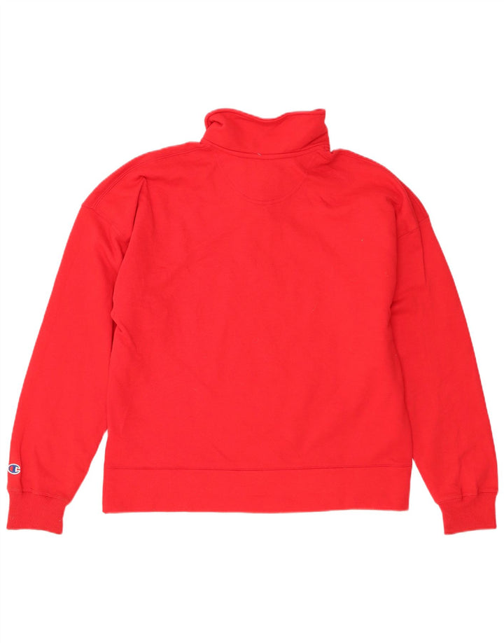 Champion Damen-Sweatshirt mit Reißverschluss am Hals, mittelrote Baumwolle