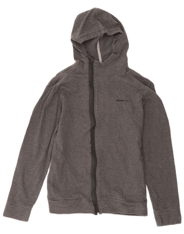 Adidas Damen Zip Hoodie Pullover UK 10 Small Grau Baumwolle