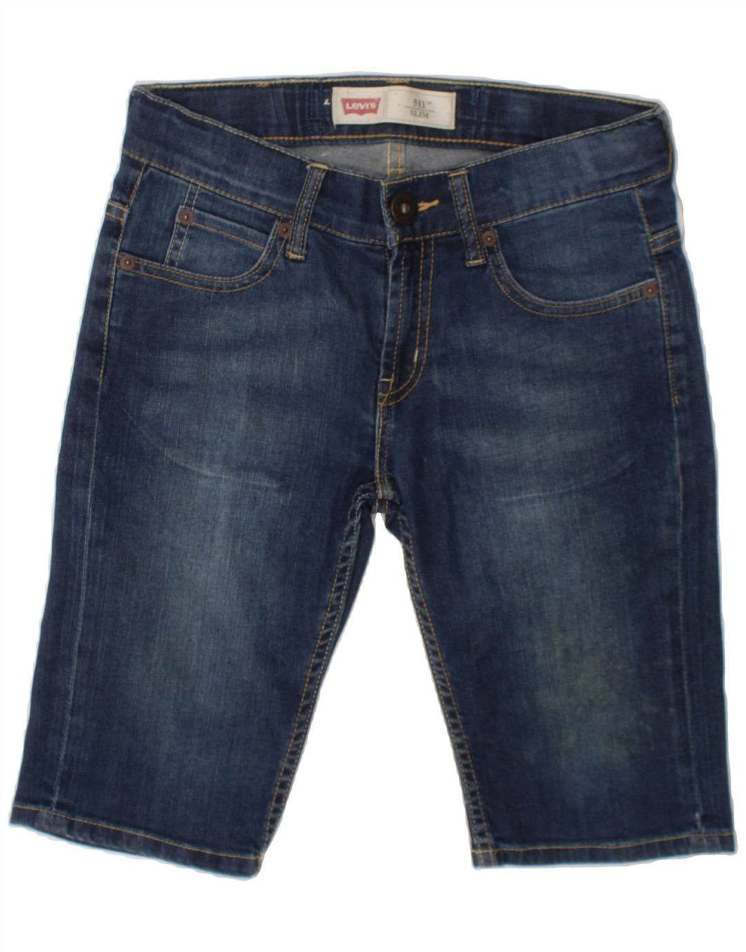 LEVI'S Boys 511 Slim Denim Shorts 9-10 Years W25  Navy Blue Cotton Vintage Levi's and Second-Hand Levi's from Messina Hembry 