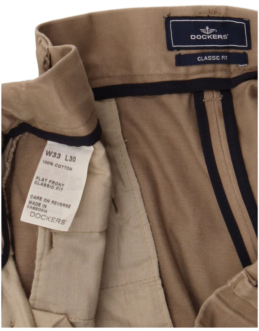 DOCKERS Herren-Chinohose mit gerader klassischer Passform, W33 L30, beige Baumwolle