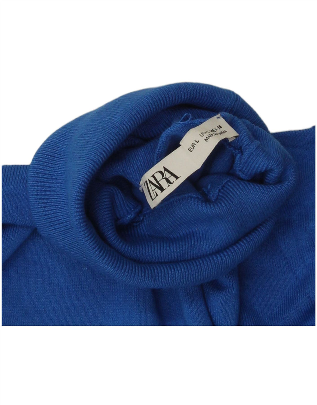 Rollkragenpullover für Damen von Zara, Gr. 14, Größe L, blau, Viskose