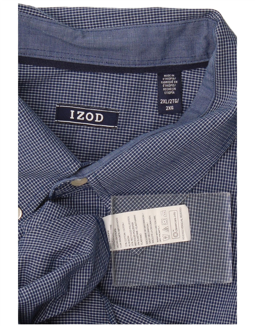 Izod Herren-Hemd mit lockerer Passform, 2XL, blau kariert, Baumwolle, klassisch