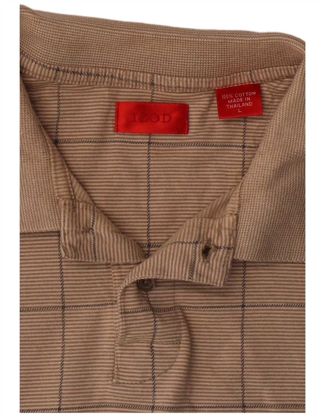Izod Herren-Poloshirt, groß, beige, geometrische Baumwolle