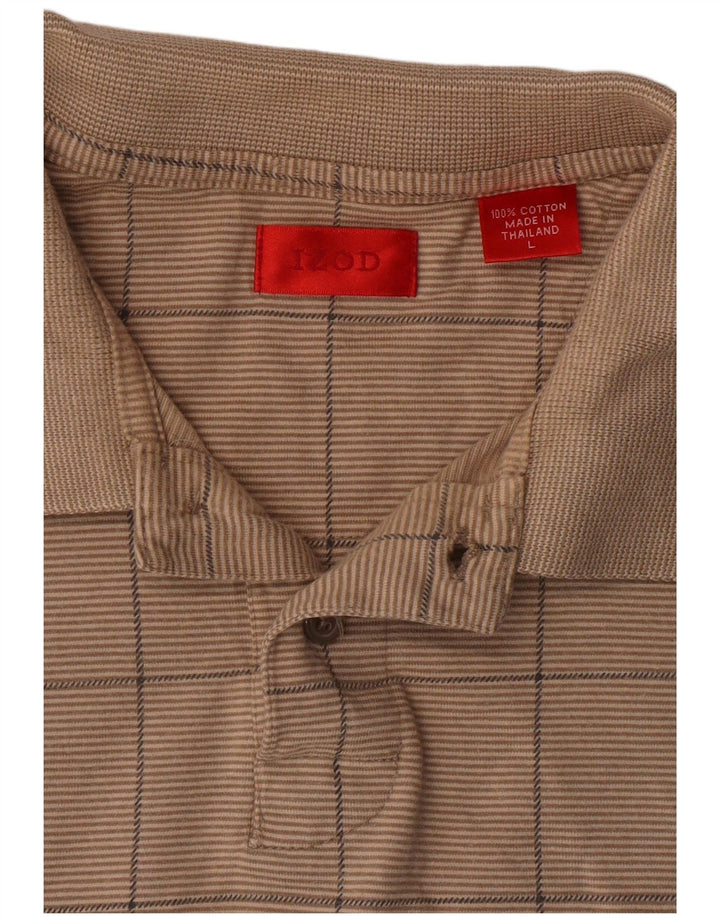 Izod Herren-Poloshirt, groß, beige, geometrische Baumwolle