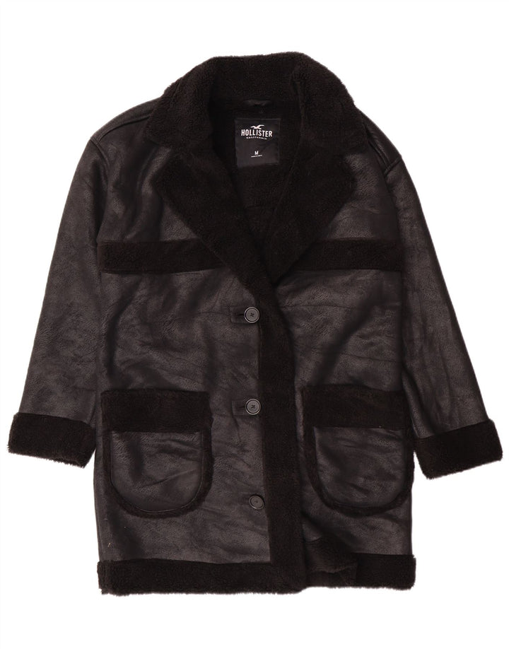 Hollister Sherpa-Mantel für Damen, UK 14, mittelschwarz, Polyester