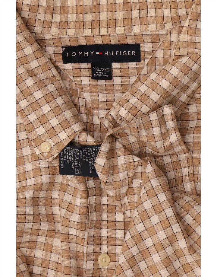 Tommy Hilfiger Herrenhemd 2XL Beige kariert Baumwolle