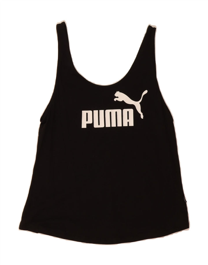 PUMA Womens Crop Graphic Vest Top UK 10 Small  Black Vintage Puma and Second-Hand Puma from Messina Hembry 