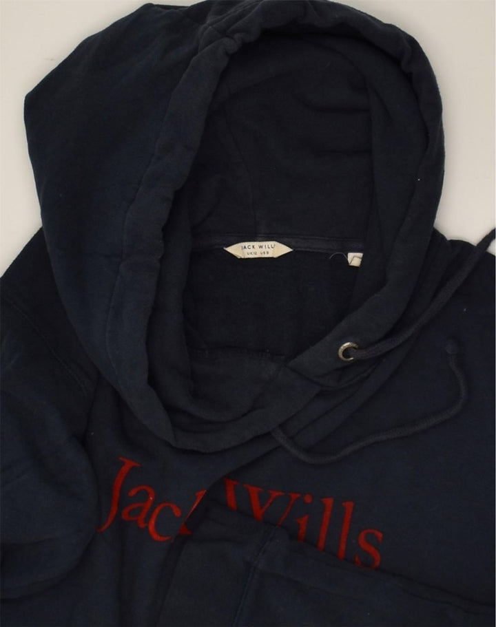 JACK WILLS Womens Hoodie Jumper UK 12 Medium Navy Blue Cotton | Vintage Jack Wills | Thrift | Second-Hand Jack Wills | Used Clothing | Messina Hembry 