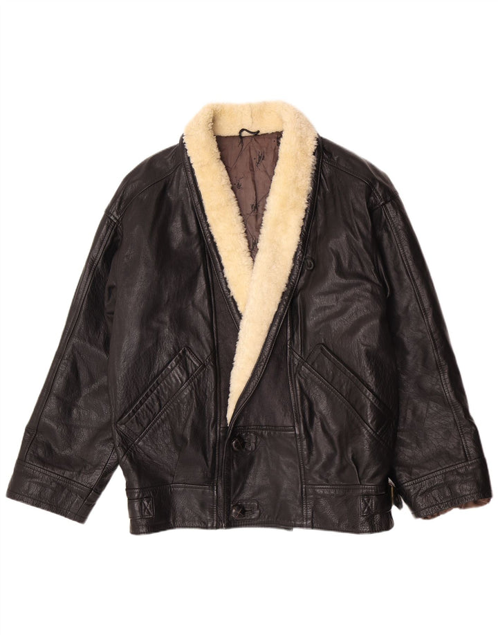 Vintage Herren Lederjacke IT 50 Medium Black Colourblock