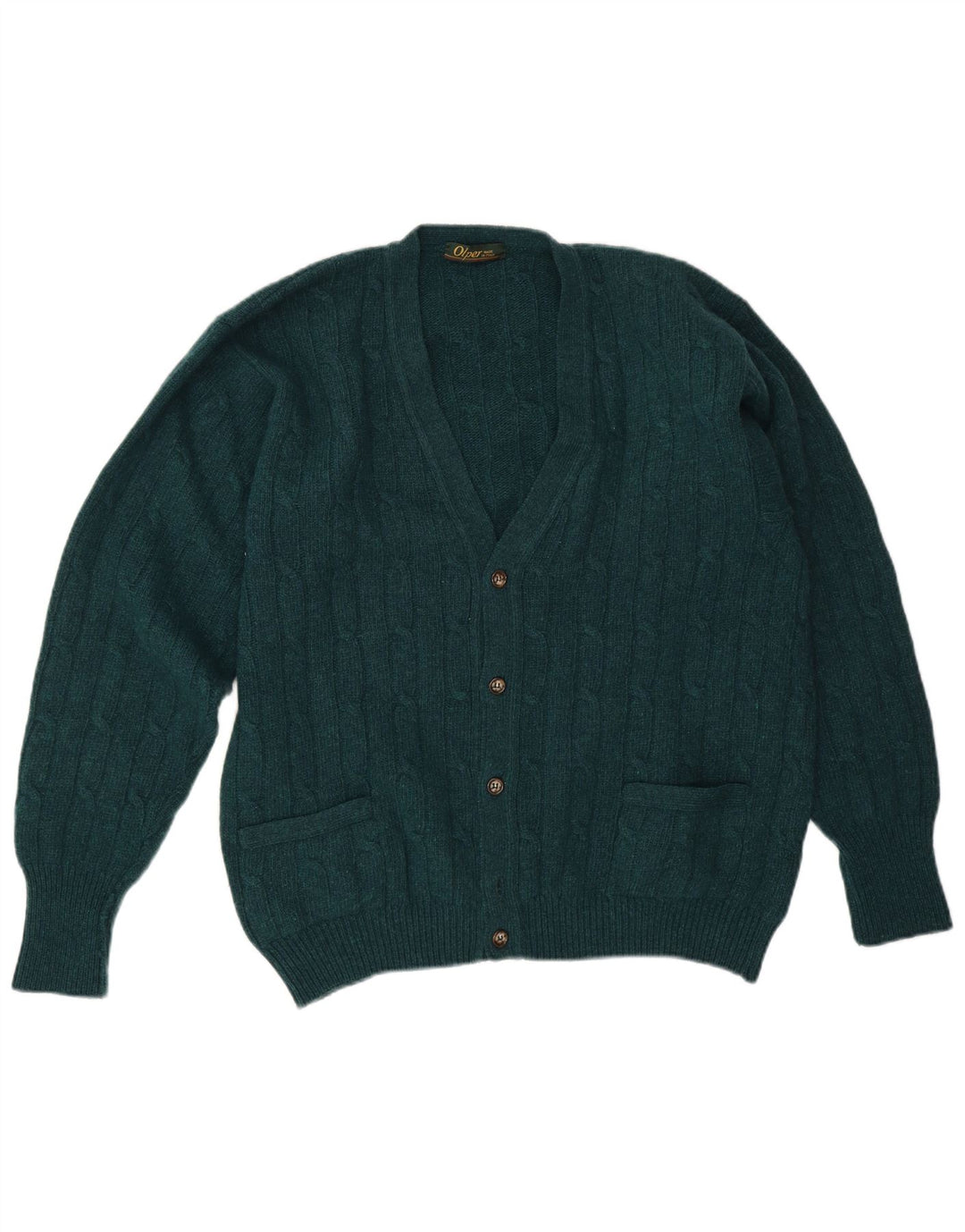 Vintage Herren Cardigan Pullover IT 50 Mittelgrüne Wolle