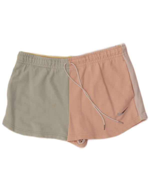 Nike Damen Sportshorts UK 16 Große mehrfarbige Colourblock-Baumwolle