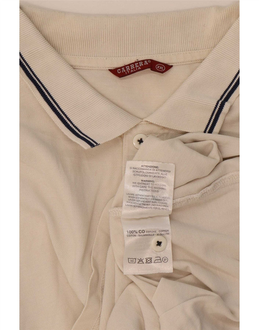 Carrera Herren Poloshirt 2XL weiß gestreift aus Baumwolle