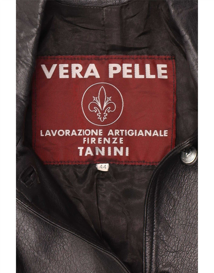 Lavorazione Artigianale Damen Lederjacke IT 44 Mittelschwarzes Leder