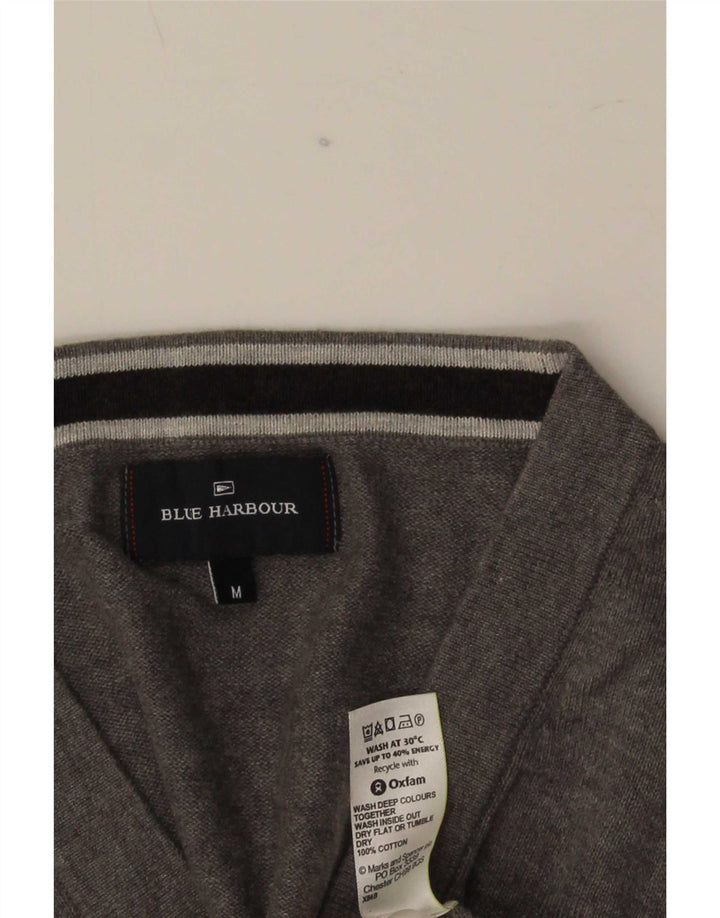 Marks & Spencer Herren Blue Harbor Cardigan Pullover mittelgraue Baumwolle