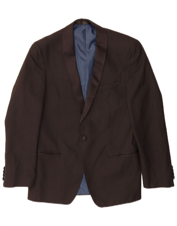 Marks & Spencer Herren-Blazer mit 1 Knopf, UK 38, Mittelschwarz, Polyester