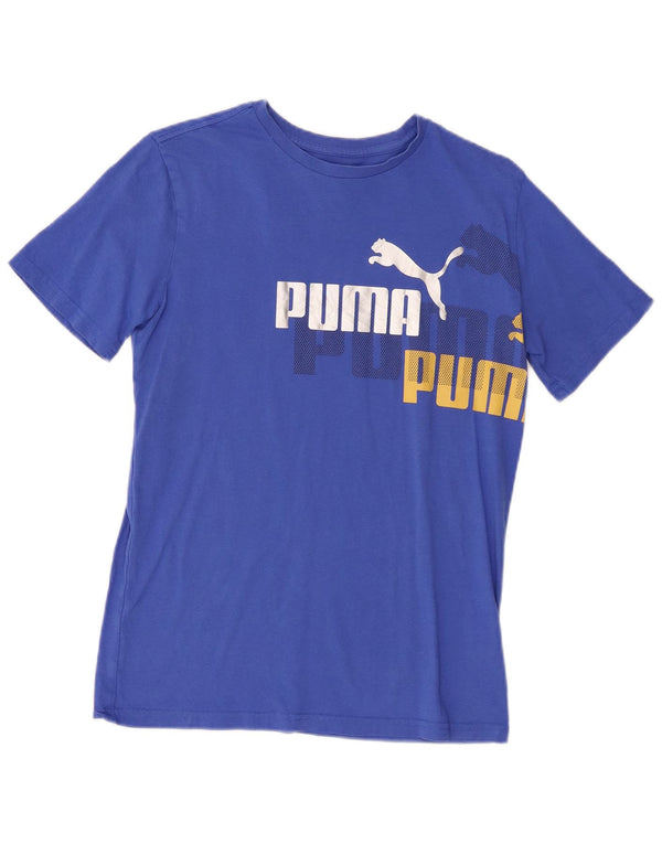 Puma Jungen Grafik T-Shirt Top 15-16 Jahre XL Blaue Baumwolle