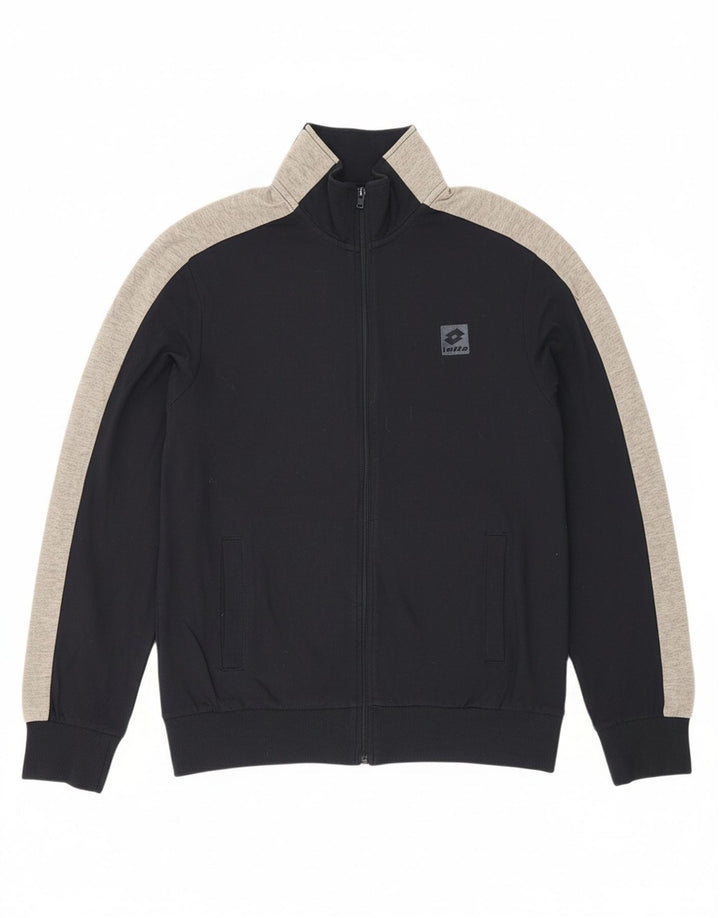 LOTTO Mens Tracksuit Top Jacket Small Navy Blue Colourblock Cotton