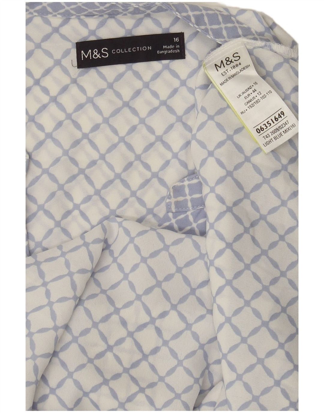 Marks & Spencer Damen ärmelloses Blusenoberteil UK 16 Large Blau Geometrisch