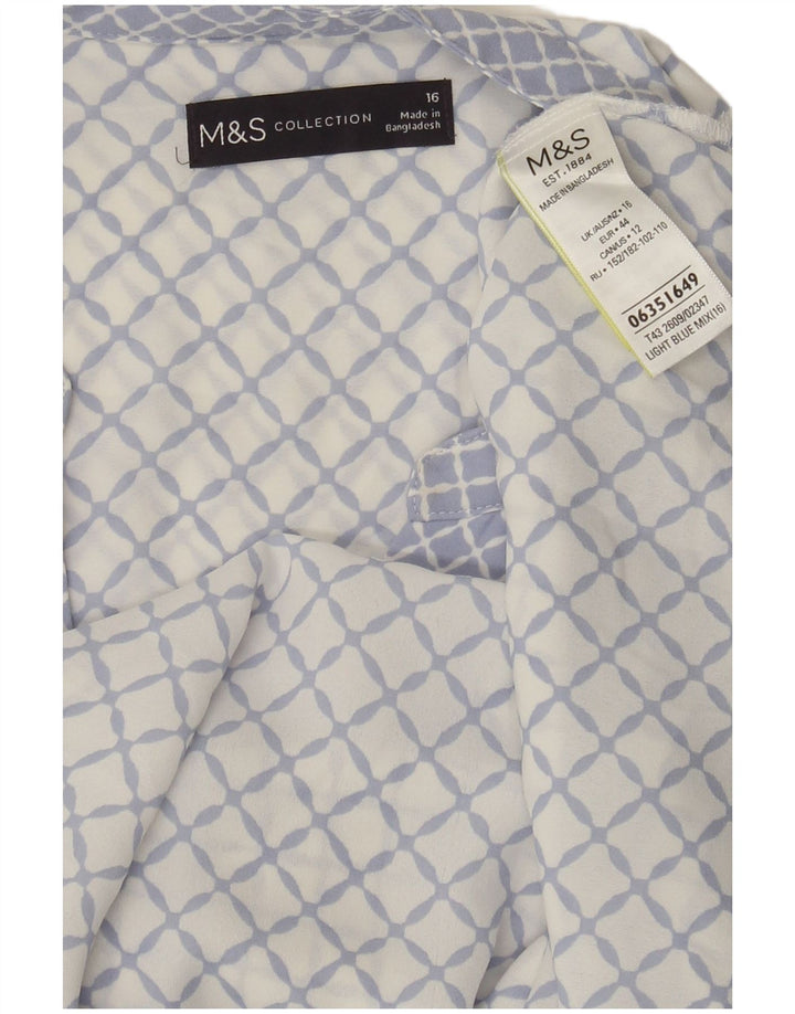 Marks & Spencer Damen ärmelloses Blusenoberteil UK 16 Large Blau Geometrisch